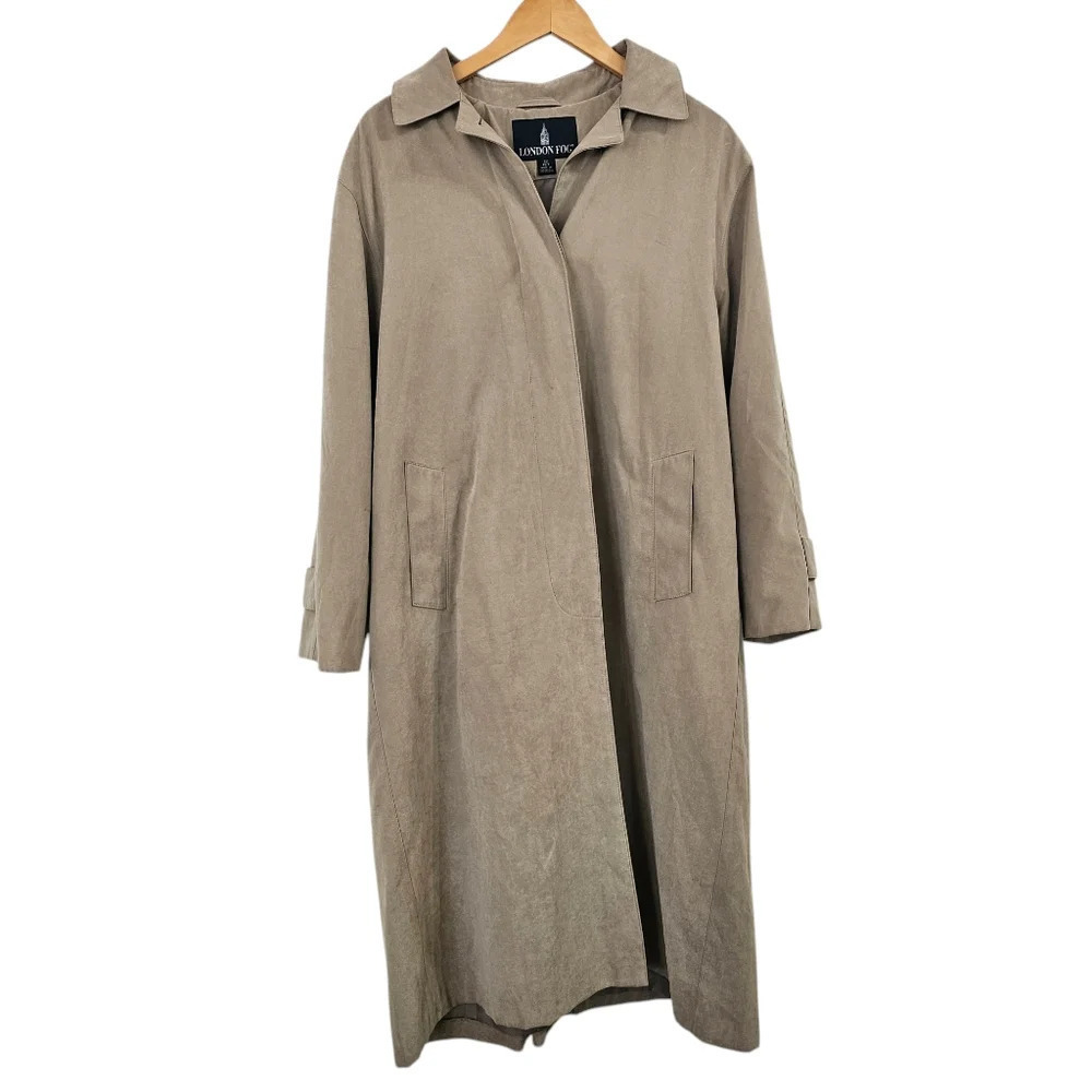 LONDON FOG Suede Coat with Hood Tan Size 12 Petite